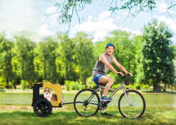 Yellow Outdoor Heavy Duty Foldable Pet Stroller Carrier with Bicycle Tow - Image 7