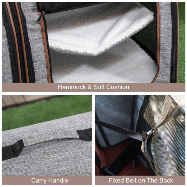 Portable Soft-sided Pet Carrier With Divider, Two Compartments, Padded Bag - Image 2