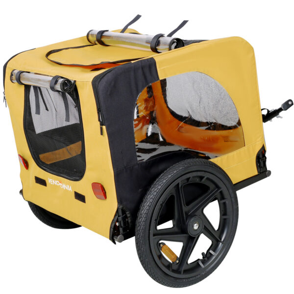 Yellow Outdoor Heavy Duty Foldable Pet Stroller Carrier with Bicycle Tow - Image 3
