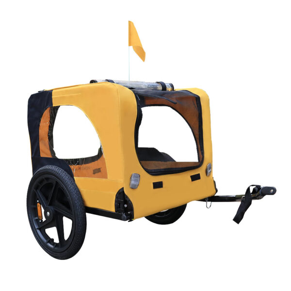 Yellow Outdoor Heavy Duty Foldable Pet Stroller Carrier with Bicycle Tow - Image 5